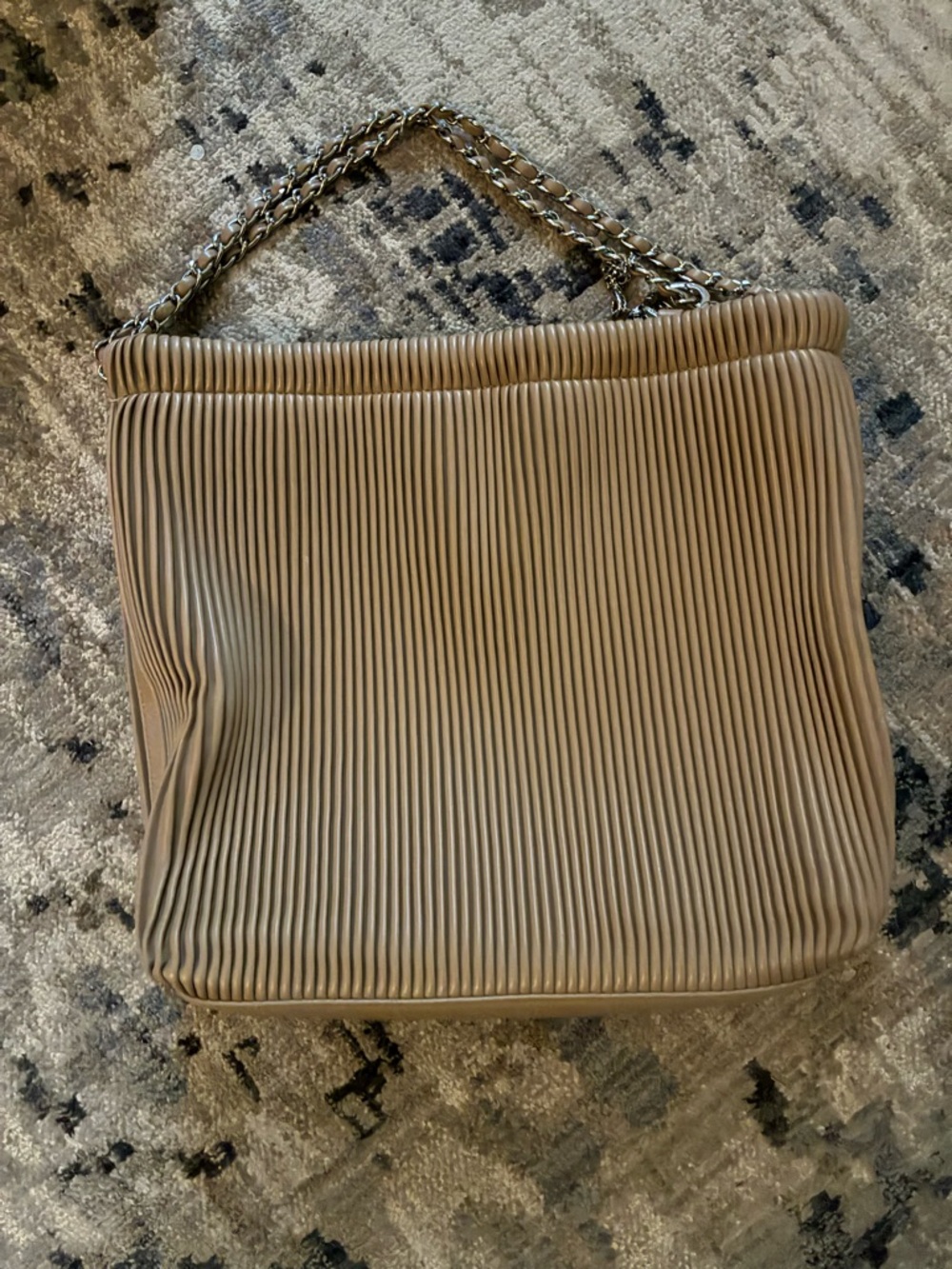 Pixie Mood Pleated Tote in Taupe with Chain Strap